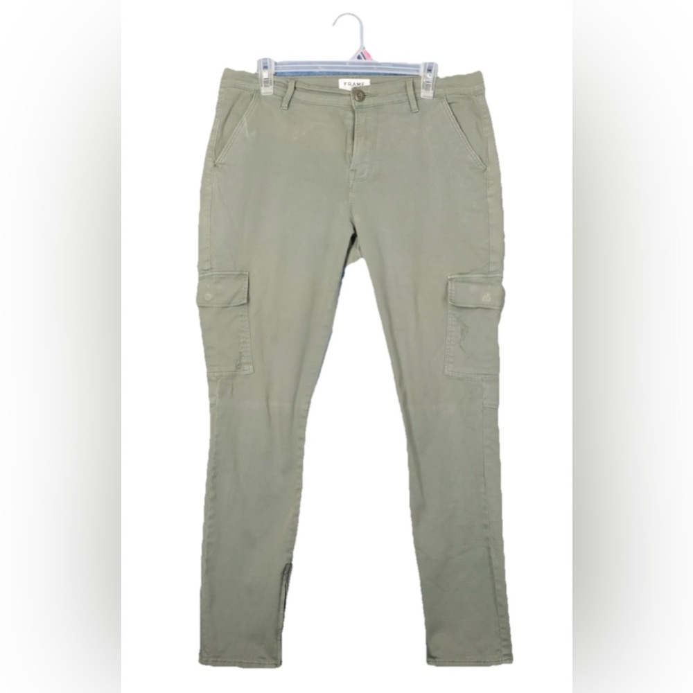 FRAME Le Service Cargo Skinny Pants Platoon Olive Green Womens Sz 32 Y2K Edgy